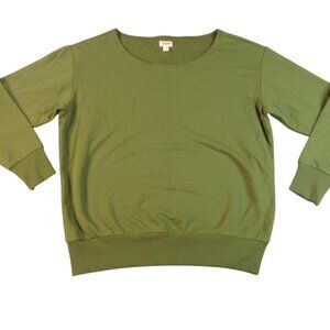 L AGENCE Kimora Off Shoulder Top Sweat Shirt Pullover Women Olive Green Made USA